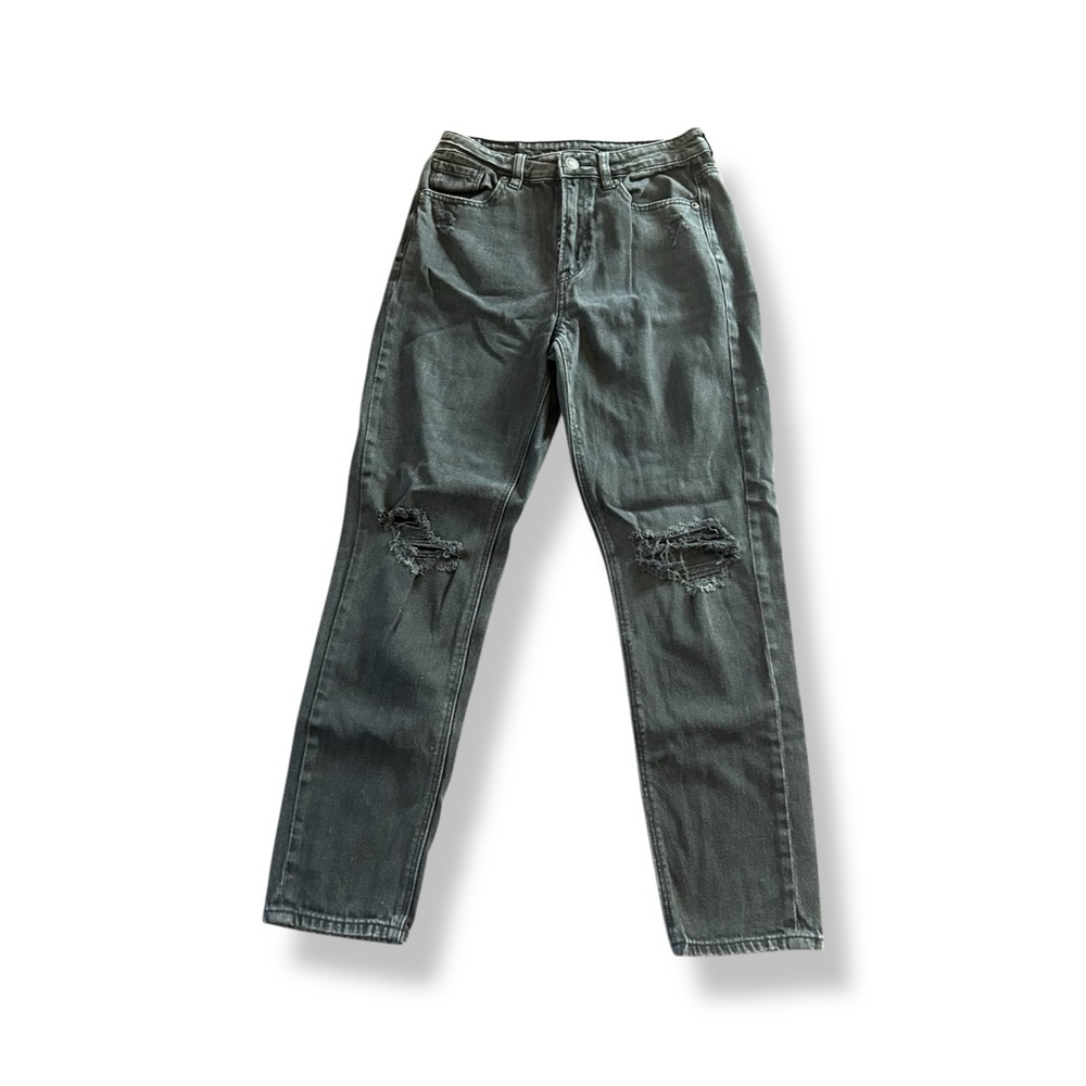 [American Eagle] Distressed Black Mom Jeans